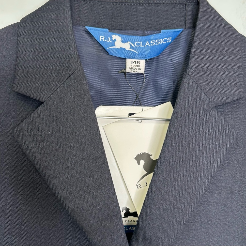 RJ Classics Girls Navy 3 Button Blazer Hampton Show Coat Horse Riding Jacket NWT - Picture 9 of 15